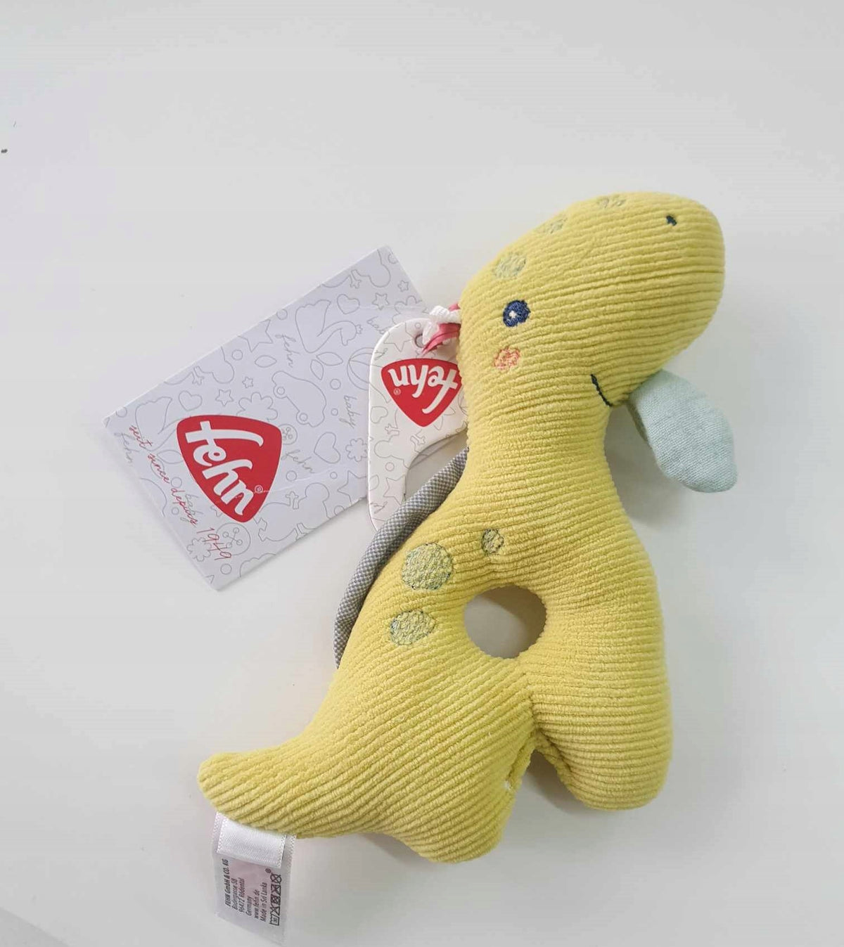 FEHN Happy Dino rammelaar grijper voor baby's 16cm