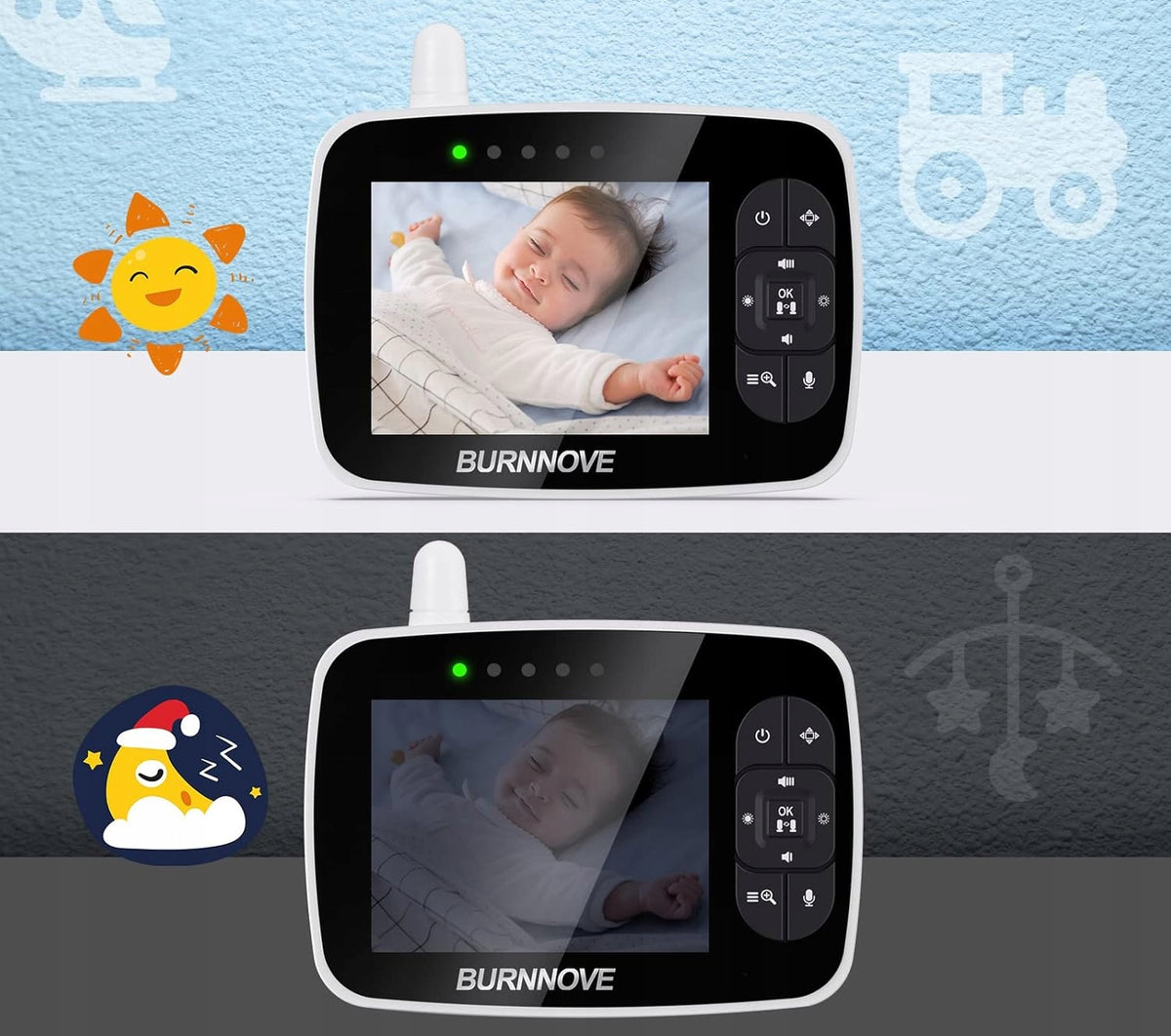BURNNOVE SM35PTZ babyphone électronique télécommandé 3,5"