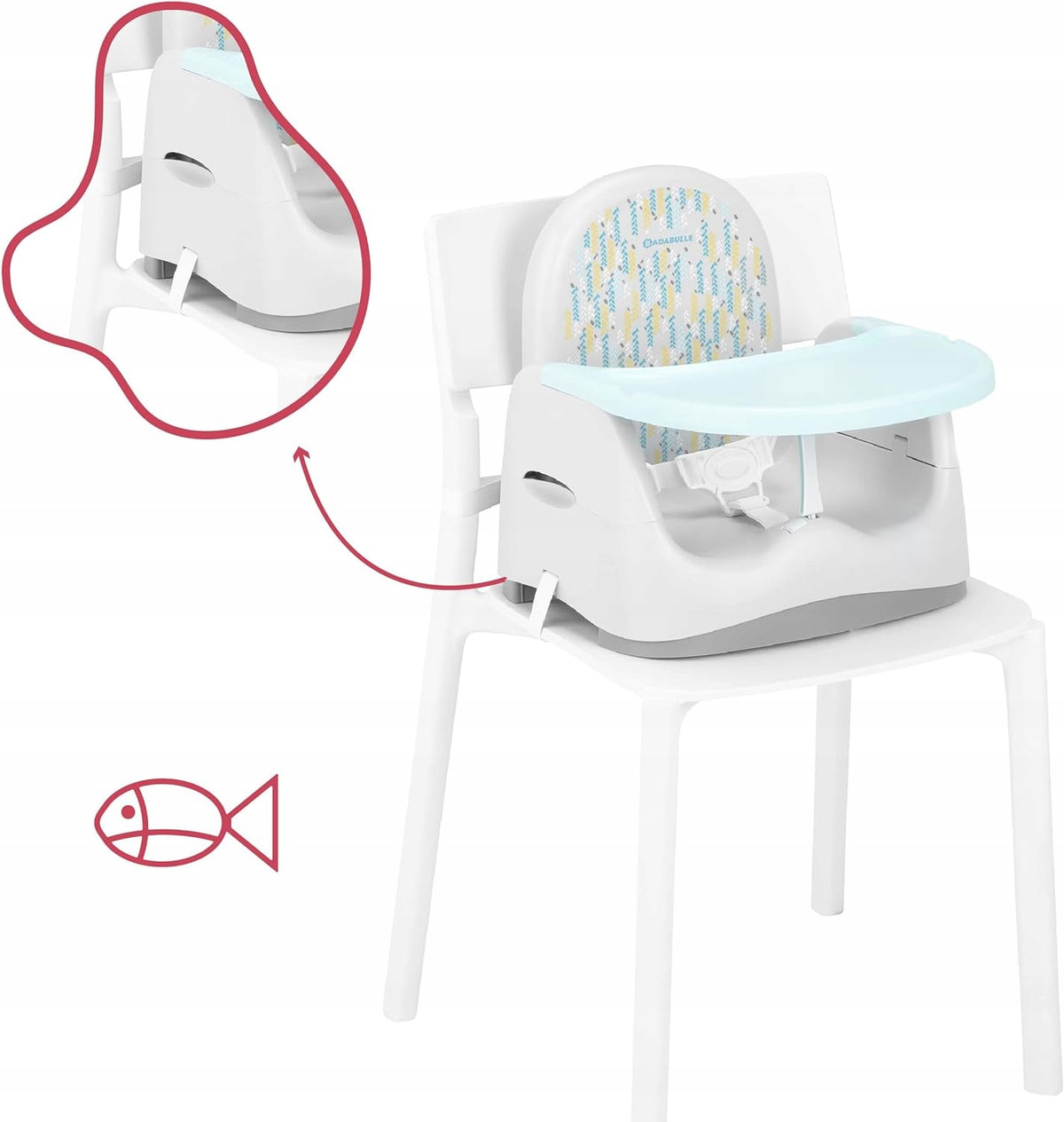 BADABULLE chaise haute avec plateau REHAUSSEUR