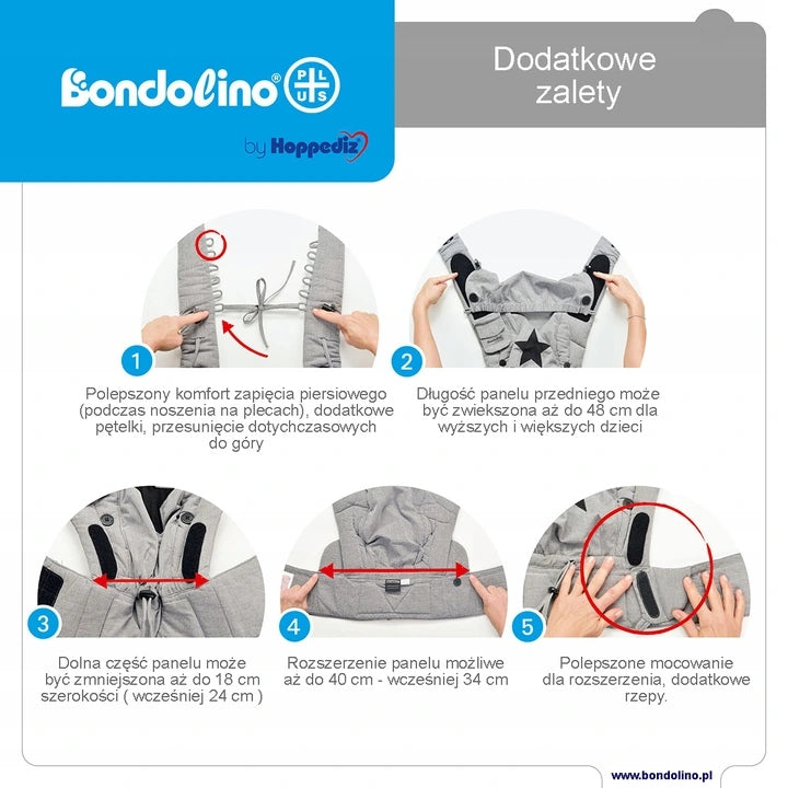 HOPPEDIZ Bondolino Plus ergonomische draagzak