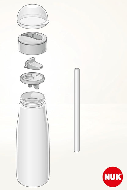 NUK Mini-Me Flip ατσάλινο μπουκάλι με καλαμάκι και στόμιο 500 ml 12 μηνών+