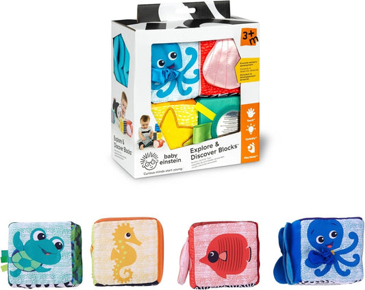 BABY EINSTEIN Explore & Discover Blocks bløde, pædagogiske klodser 4 stk.