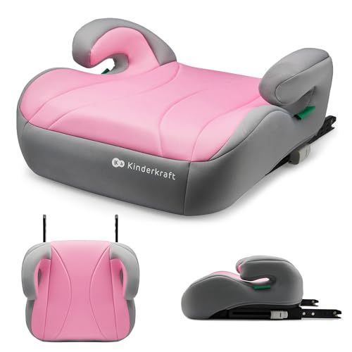 Kinderkraft I-BOOST podstawka samochodowa 135-150 cm, różowo-szary fotelik podwyższający dla dziecka