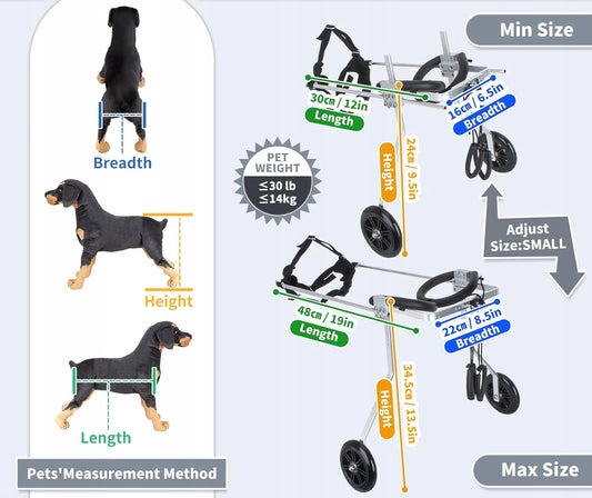 ANMAS verstelbare rolstoel voor honden tot 14 kg