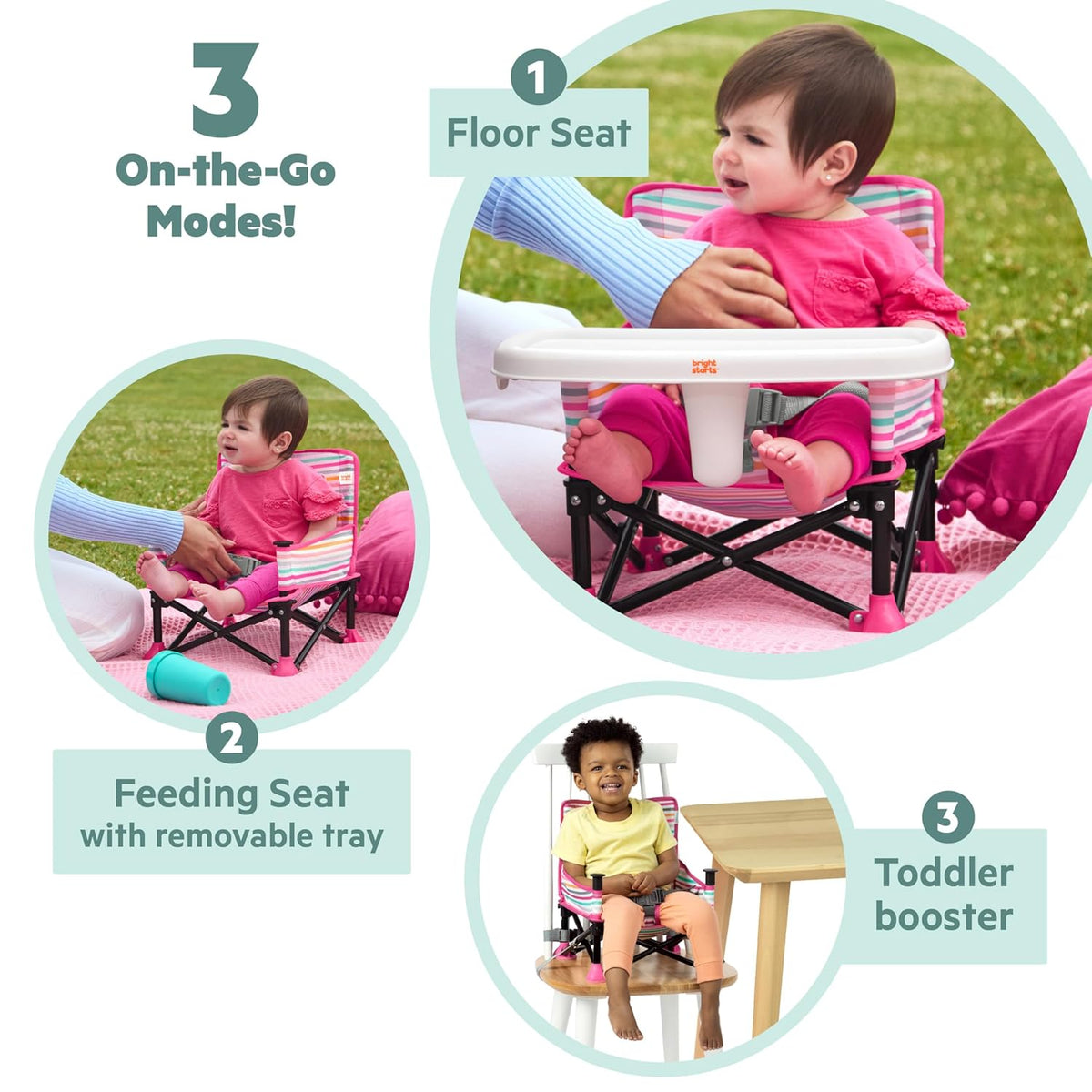 BRIGHT STARTS Minnie Mouse 3-in-1 travel high chair with tray