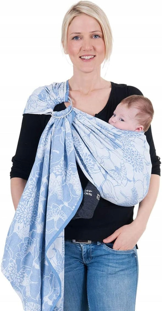 HOPPEDIZ chusta kółkowa do noszenia dziecka, niebieska, 100% bawełna, 200x70, stan używany, db.