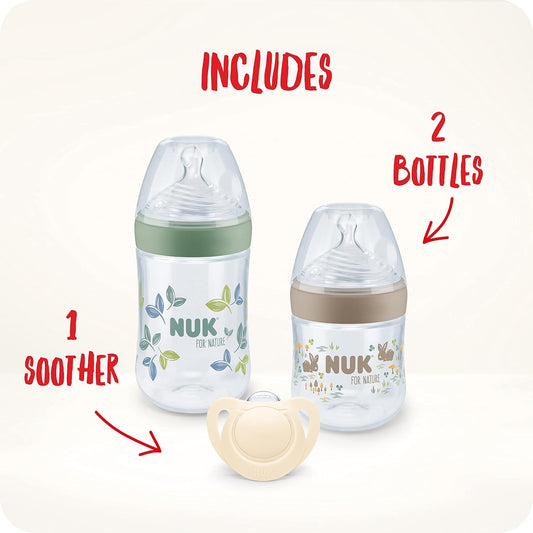 NUK for Nature set 2 x biberon + suzetă control temperatură