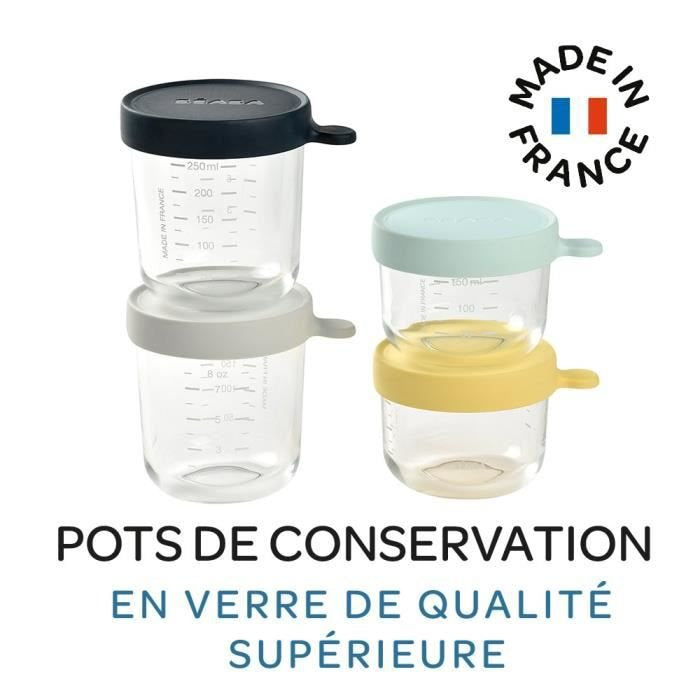 BEABA bocal en verre 2x150 ml, 2x250 ml