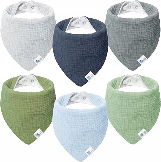 LULU MOON slabbetjes bandana met drukknoop 0-36 maanden x6