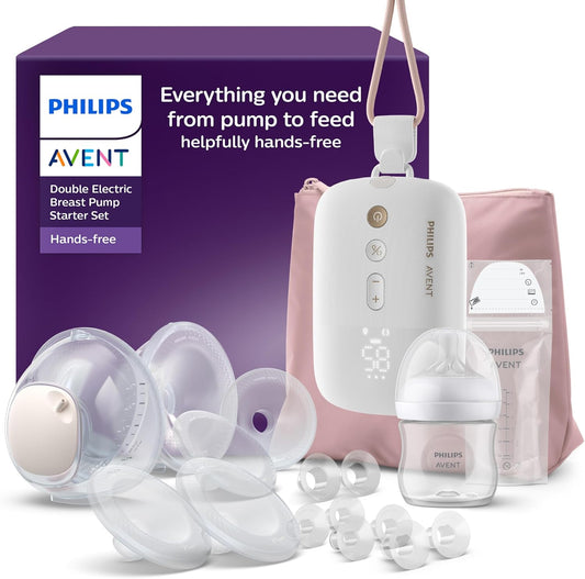 PHILIPS AVENT podwójny laktator muszlowy HANDS-FREE SCD553/11 zestaw startowy z akumulatorem i akcesoriami
