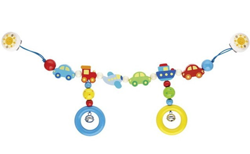 HEIMESS drewniana zawieszka z dzwoneczkami do wózka łóżeczka fotelika 40 cm