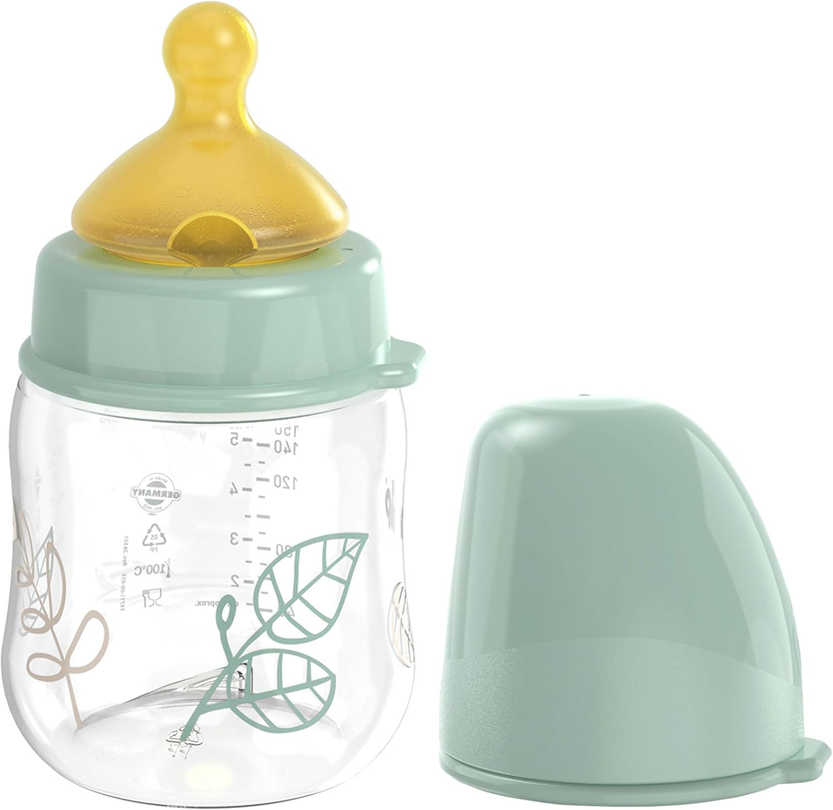 NIP Cherry Green latex cumisüveggel, S méretű cumival, 150 ml