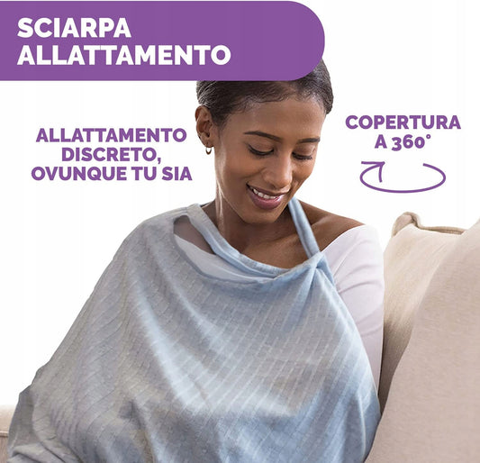 CHICCO Boppy Infinity szal i dyskretna osłona do karmienia 2w1, szary, z pełną osłoną 360°