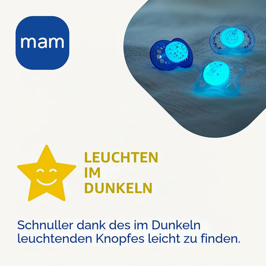 MAM Original Day&Night Silikon-Schnuller x4, 16+ Monate, LEUCHTEND