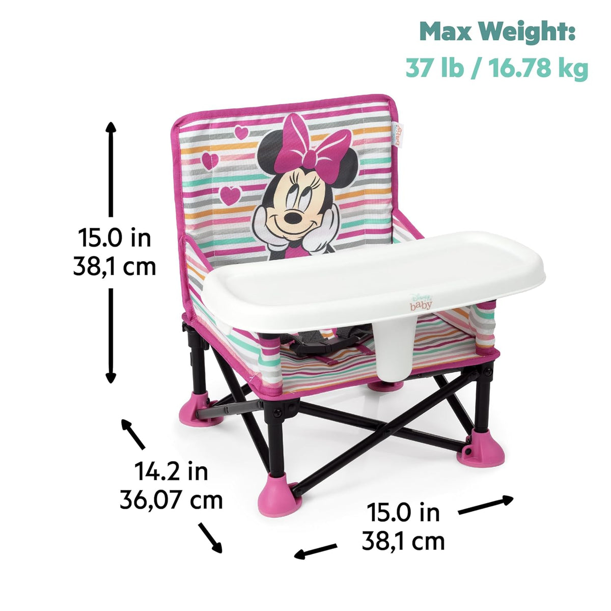 BRIGHT STARTS Minnie Mouse 3-in-1 travel high chair with tray