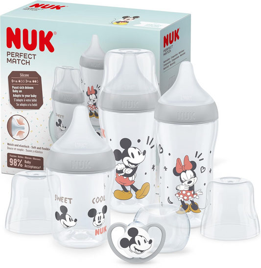 NUK Perfect Match set de inicio biberones y chupete Mickey Mouse