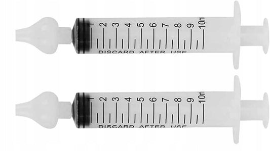 BABY AGE irygator strzykawki do nosa 2 sztuki 10ml, silikonowa końcówka, do niemowląt 4 m+