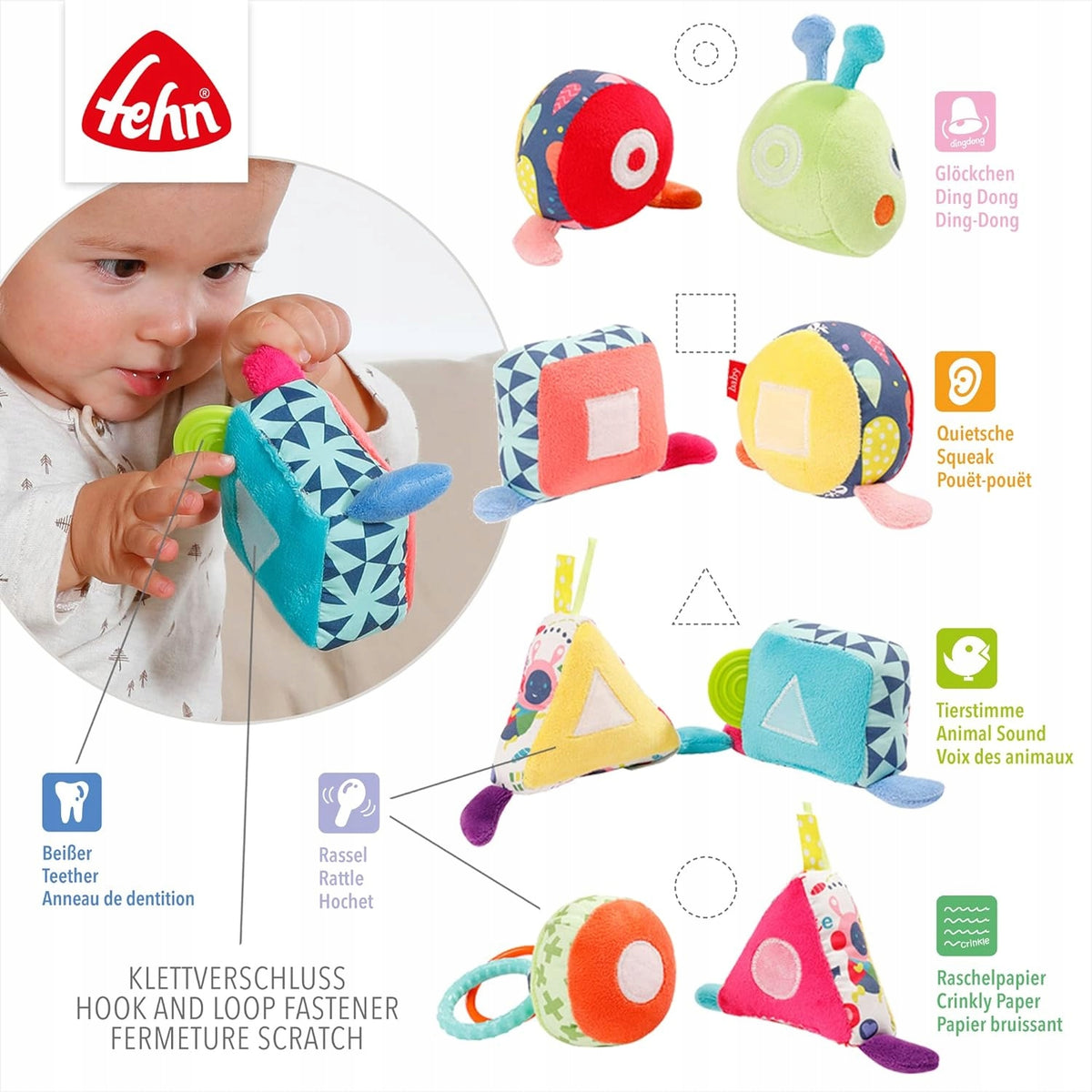 FEHN Color Friends omidă puzzle cu arici SENZORIALĂ 36cm