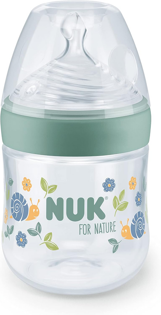 NUK For Nature μπιμπερό 150 ml 1 m+ θηλή S αργή ροή ένδειξη θερμοκρασίας
