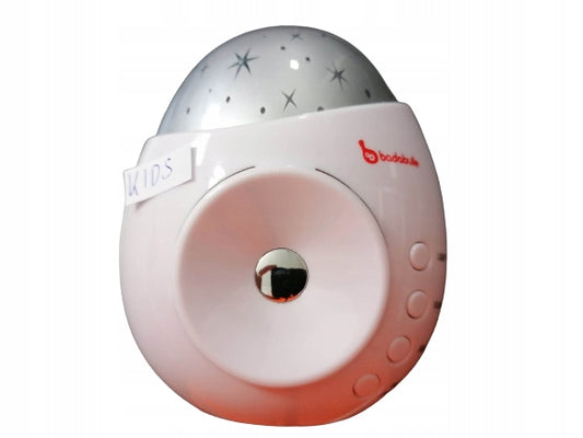 BADABULLE projektor pozytywka lampka nocna z projekcją gwiazd i możliwością podłączenia do smarfona lub MP3