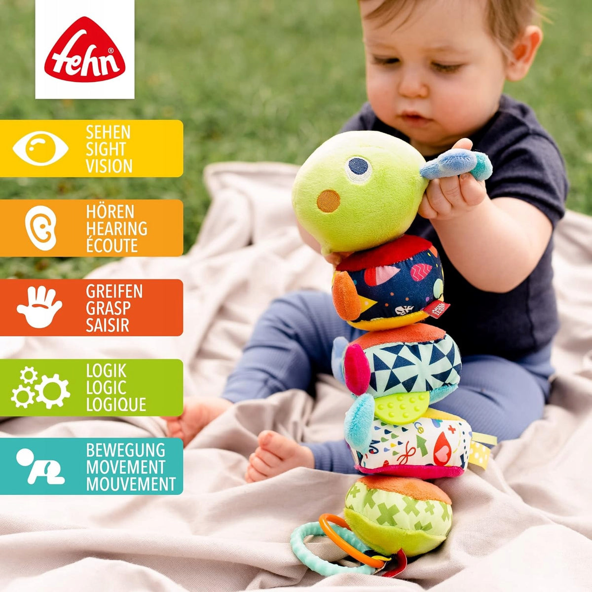 FEHN Color Friends omidă puzzle cu arici SENZORIALĂ 36cm