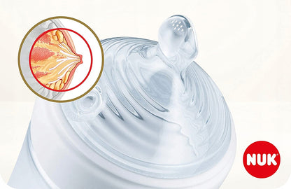 NUK Nature Sense set of glass bottles 2 x 240ml with M teats, 1 x 120ml with nipple S, additional nipple x1, 1