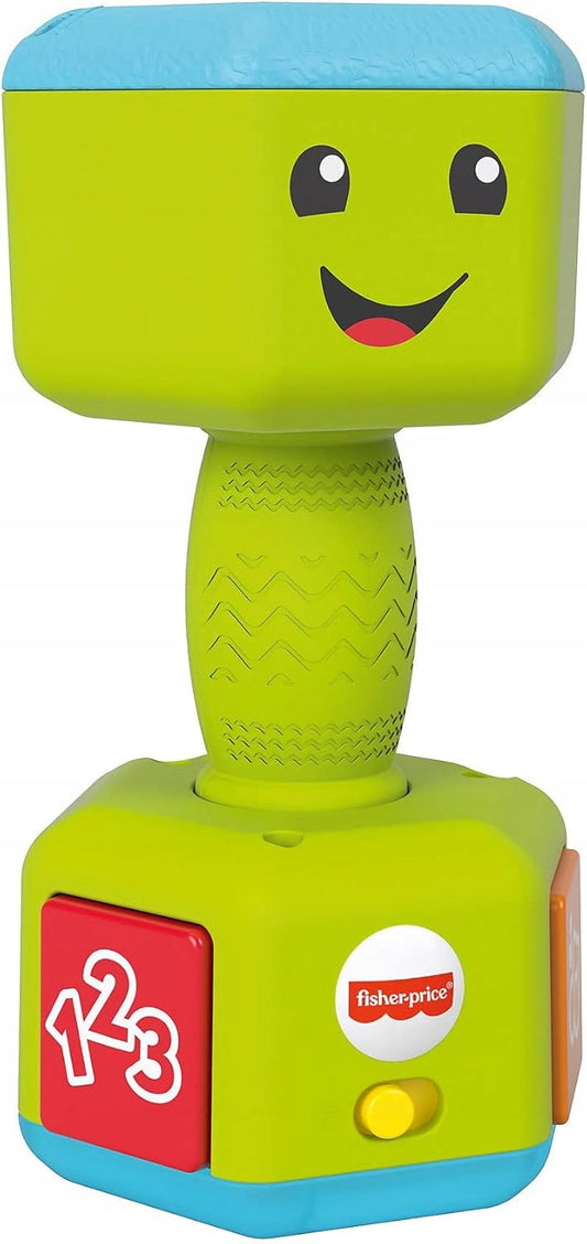 FISHER-PRICE interaktywny hantel grzechotka dźwięki światło J. NIEMIECKI
