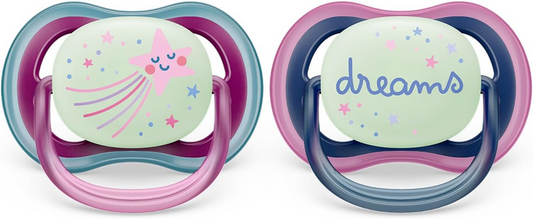 PHILIPS AVENT Ultra Air Night Schnuller x 2 6-18 Monate LEUCHTET IM DUNKELN