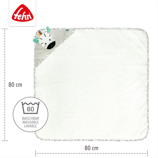 FEHN zebra ręcznik z kapturem 80x80 cm