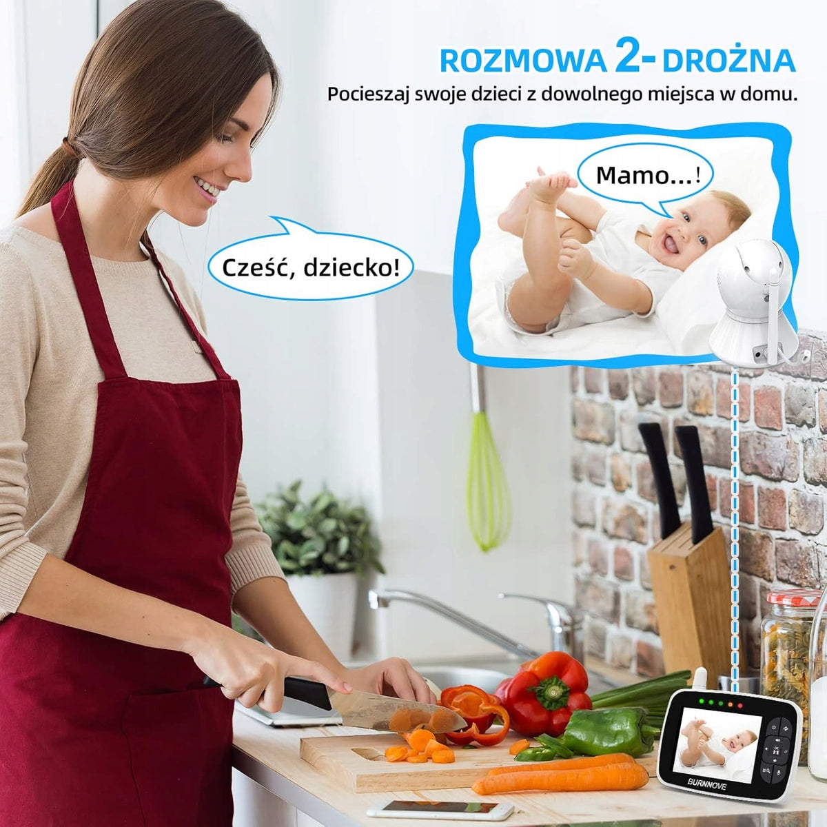 BURNNOVE SM35PTZ babyphone électronique télécommandé 3,5"