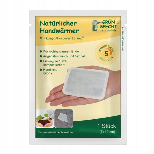 GRUNSPECHT naturalne ogrzewacze do rąk do 5 godzin ciepła x10, kompostowalne 7x10 cm