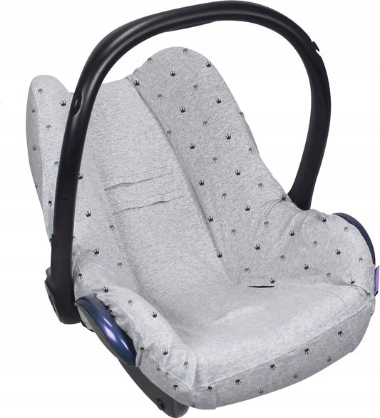 DOOKY SEAT COVER pokrowiec na fotelik gr0, szary pokrowiec na fotelik 0+ z bawełny i elastanu