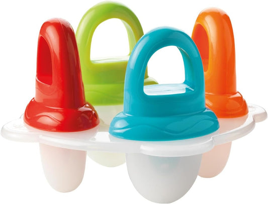NUBY forma do lodów w kształcie smoczka 4 sztuki + taca do zamrażania, 4 kolory, BPA free, 6 m+