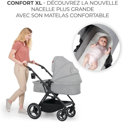KINDERKRAFT B-TOUR 3i1 multifunktionel barnevogn op til 22kg + MINK PRO autostol