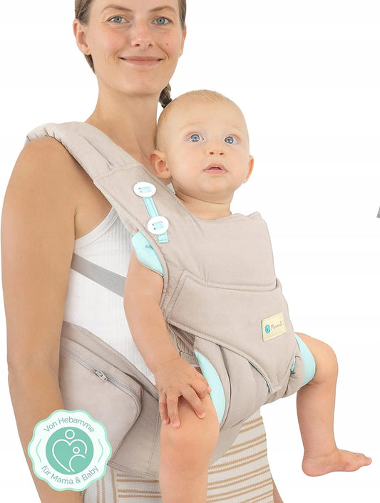 MAMMACITA nosidełko ergonomiczne do 20 kg, miękkie błękitne nosidło dla noworodka blisko ciała