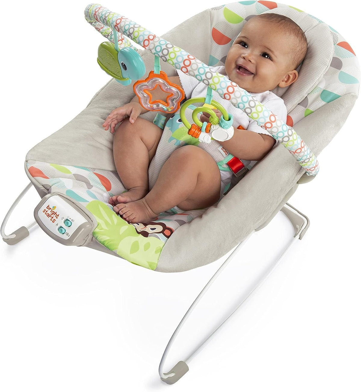 Bright Starts Happy Safari skråstol med melodier og vibrationer
