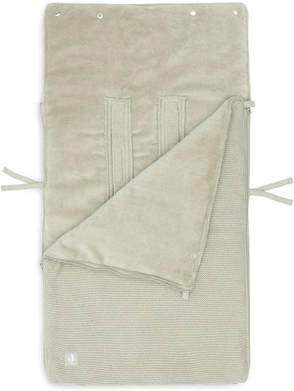 Jollein Basic Knit śpiworek do wózka oliwkowy, dziecięcy śpiworek do wózka i fotelika 82 x 42 cm