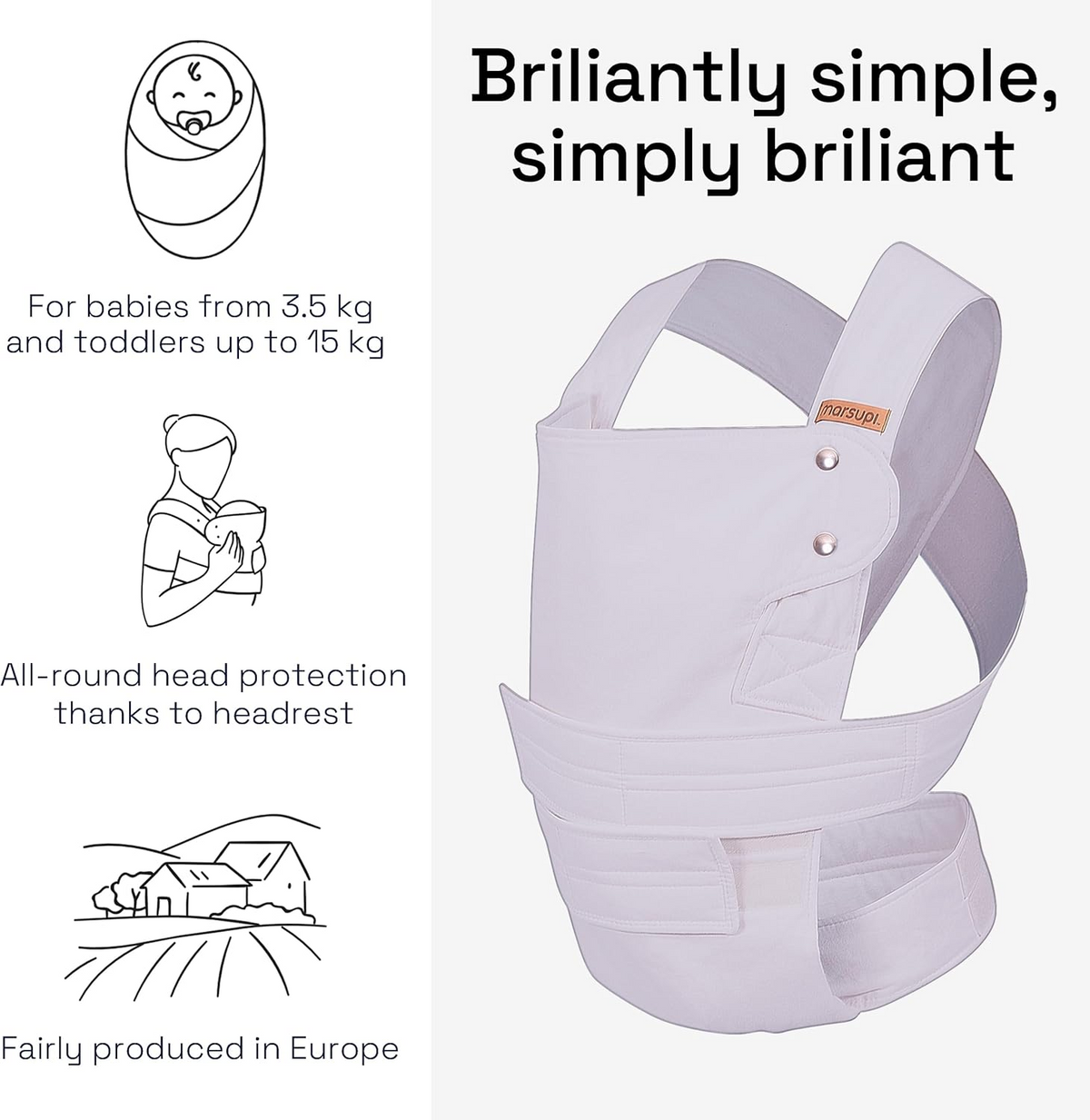 MARSUPI 2.0 porte-bébé ergonomique S/M 3,5 - 15 kg