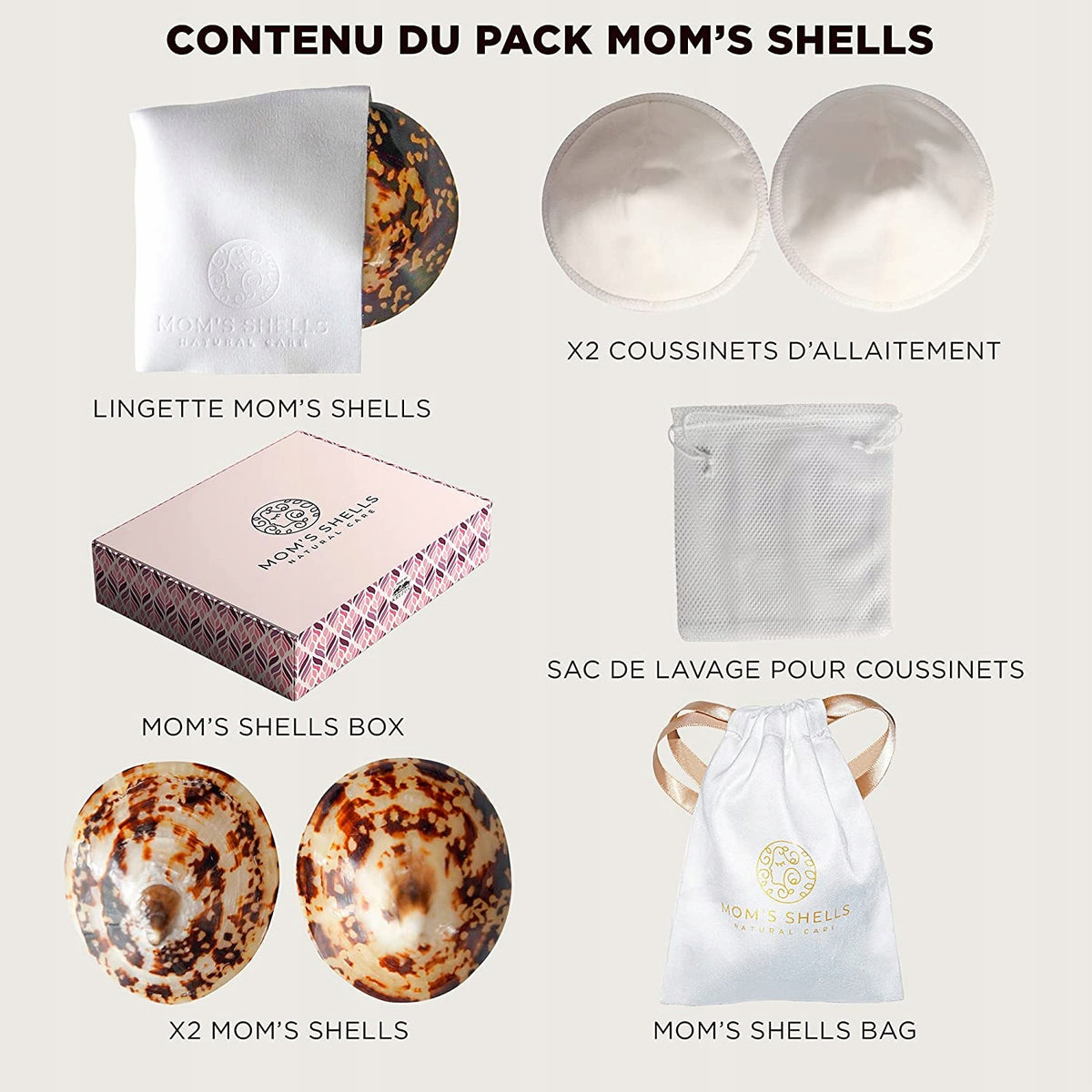 MOM'S SHELLS nakładki muszle z masą perłową rozm. S