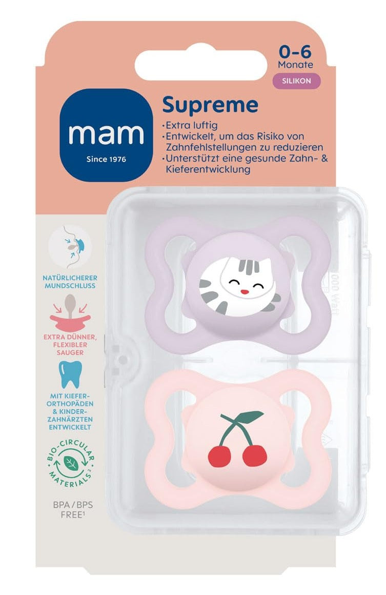 MAM Supreme smoczek uspokajający silikonowy 0-6 m x2 – nowy – zdjęcie 1