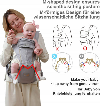 GROWNSY porte-bébé ergonomique avec ceinture abdominale 6-en-1