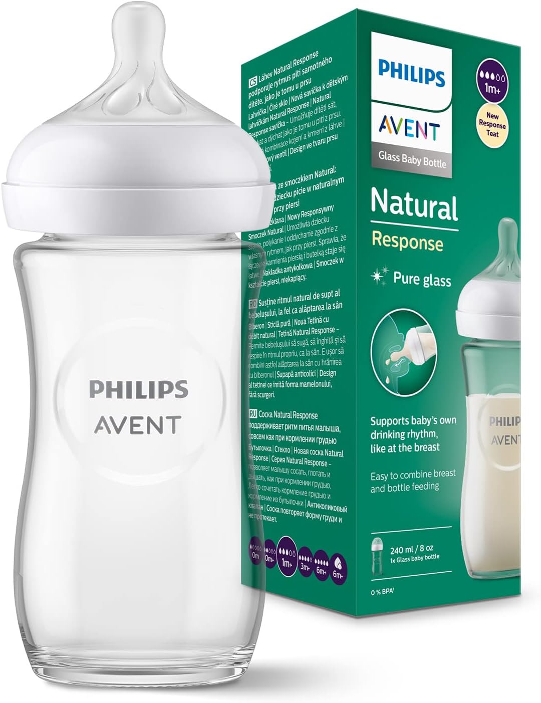 PHILIPS AVENT Natural RESPONSE biberon 240 ml 1mois+ VERRE