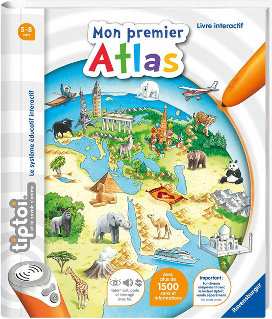 RAVENSBURGER TIPTOI atlas do długopisu interaktywnego WERSJA FRANCUSKA, francuski atlas interaktywny dla dzieci 5+