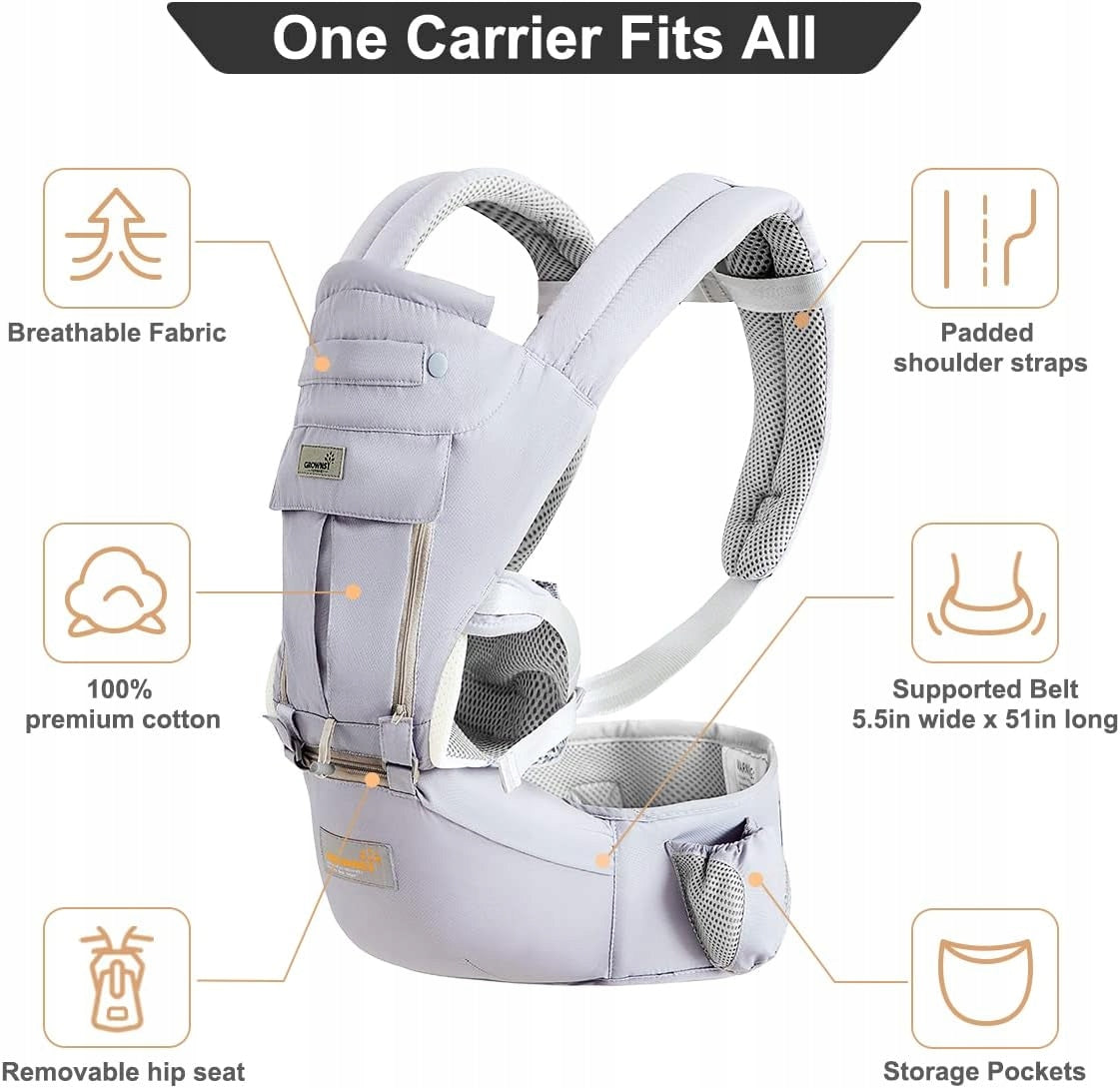 GROWNSY ergonomische drager met heupband 6-in-1
