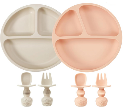 PANDAEAR szilikon szett 2 háromrekeszes tányér 2 kanál 2 villa