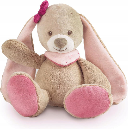 NATTOU pluszowa przytulanka Zajączek Nina 22 cm, miękka przytulanka brązowo-różowa dla dzieci 0+