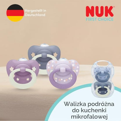 NUK First Choice Classic smoczek uspokajający 18-36m x2, ortodontyczny smoczek NUK w praktycznym zestawie podróżnym
