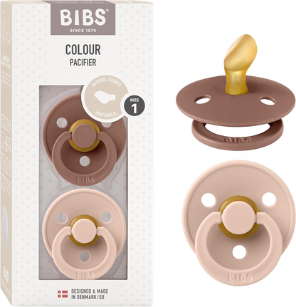 BIBS COLOUR sutter 2-pak naturgummi 0-6 mdr. ANATOMISKE