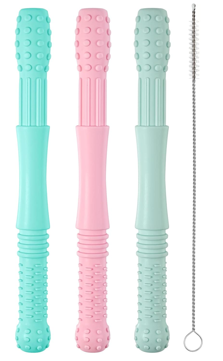 HOPTON silicone massaging teether, 3 pieces + cleaning brush, 16.8 cm