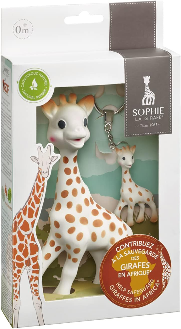 SOPHIE LA GIRAFE természetes rágóka SO PURE 18 cm + kulcstartó